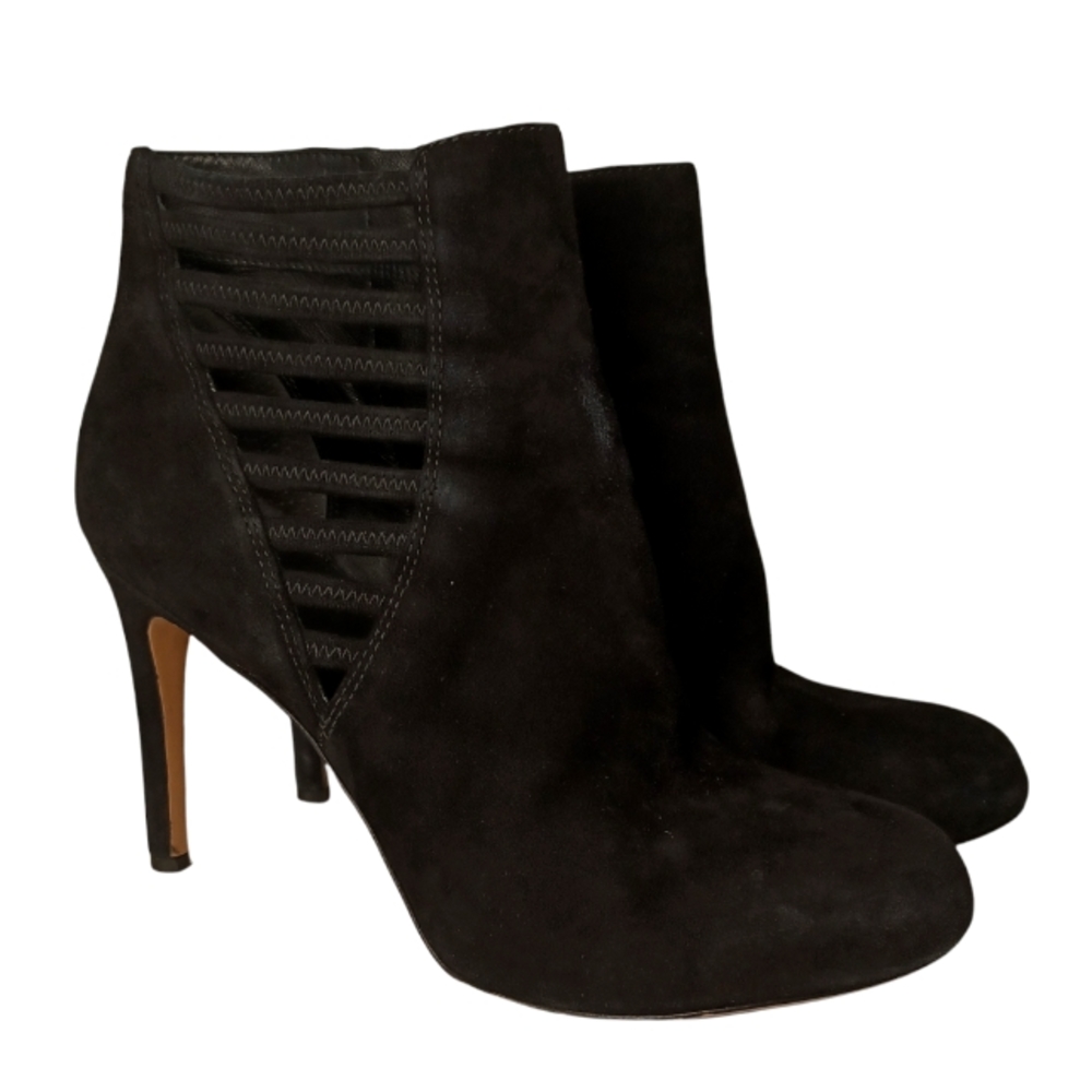 VIA SPIGA Genuine Suede Leather Ladder Cut Out Ankle Boot Heels 9.5